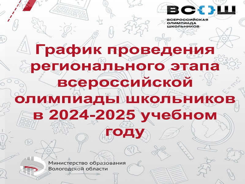 График проведения регионального этапа всероссийской олимпиады школьников в 2024-2025 учебном году.